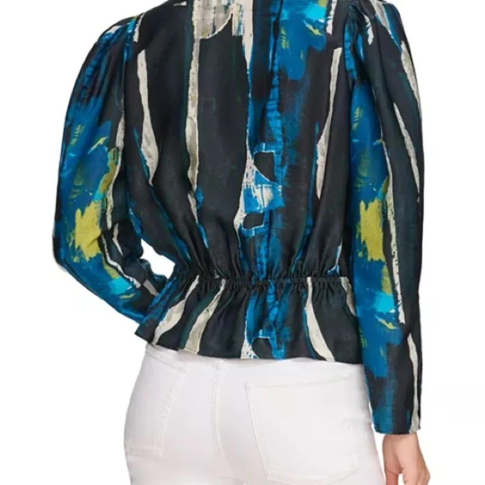 DKNY Women's Multicolor Silky Abstract Blouse